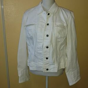 Size 16 cream colored stretch denim jean jacket